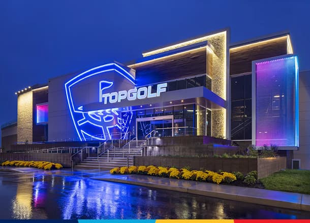 Exterior of TopGolf building